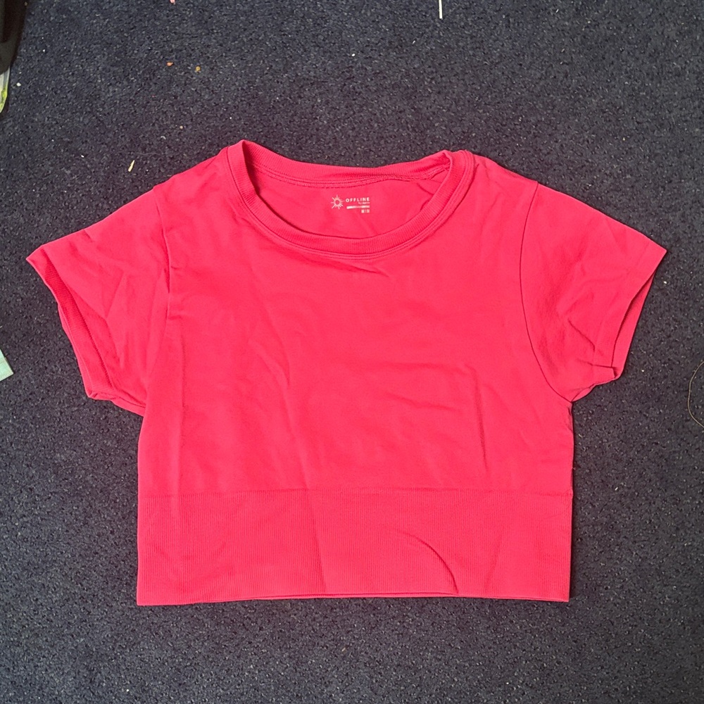 offline aerie hot pink athletic top